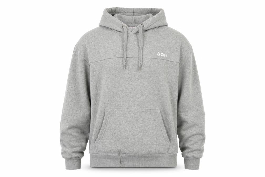 Front view of Le Coq Sportif Men's Grey Pullover Hoodie -, size S