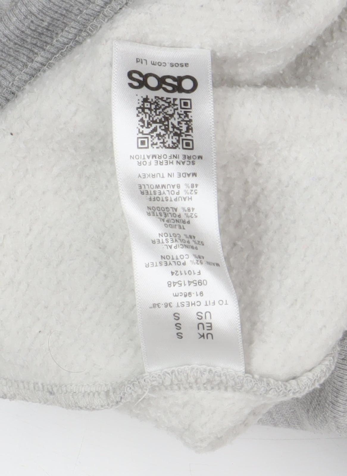 Mens UK Size S ASOS Grey Pullover Hoodie