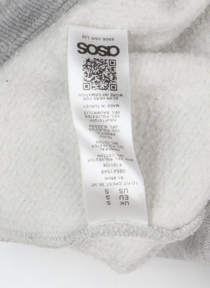 Mens UK Size S ASOS Grey Pullover Hoodie