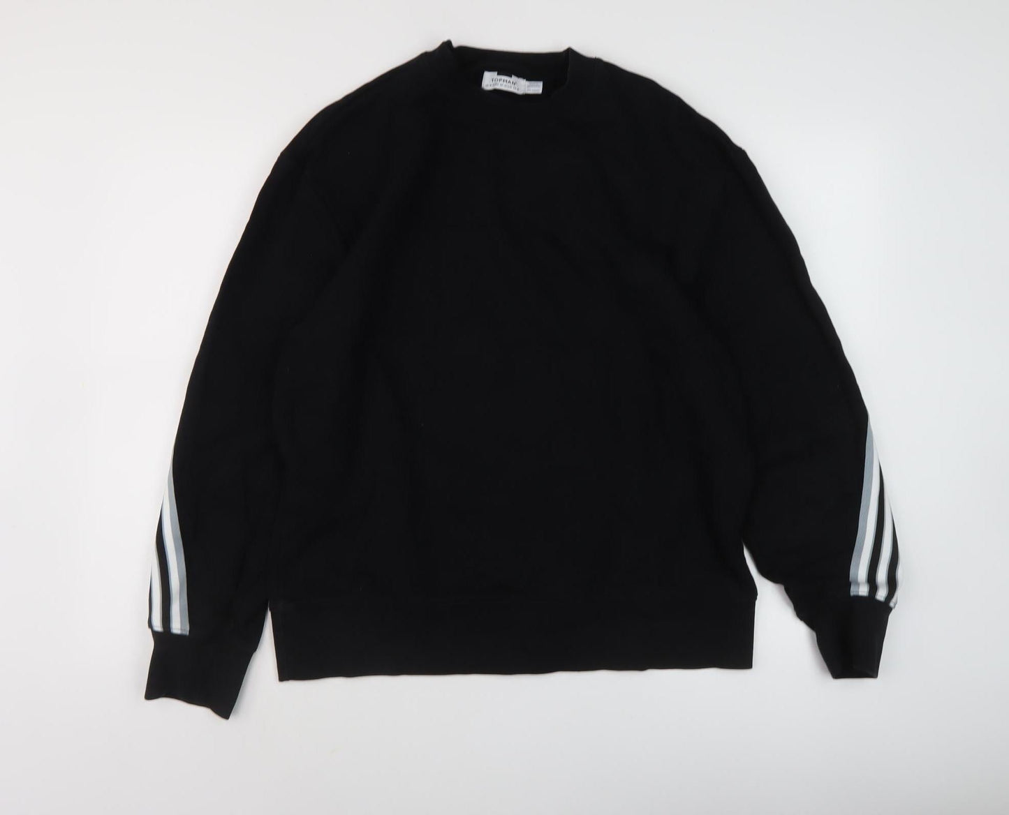 Topman Men's Black Striped Pullover Sweatshirt M