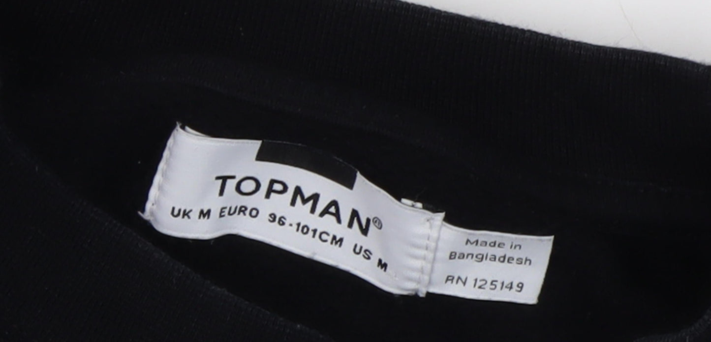 Topman Men's Black Striped Pullover Sweatshirt M