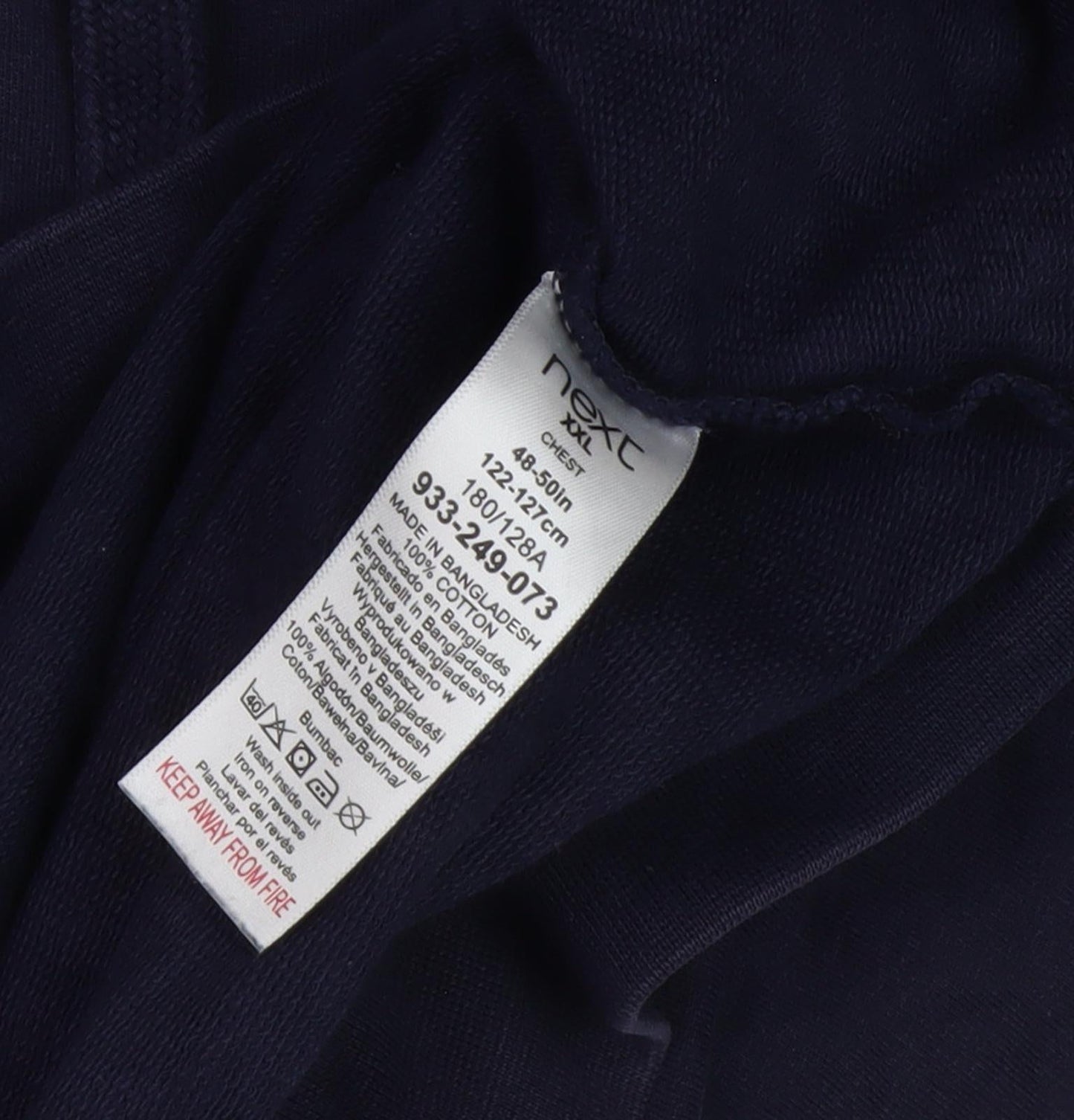 Mens UK Size 2XL NEXT Blue Full Zip Hoodie