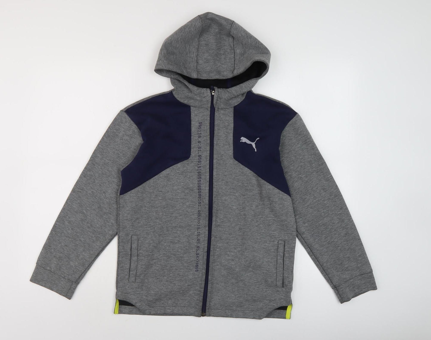 Puma Boys Grey Full Zip Hoodie, 12-13 Years, Good Condition