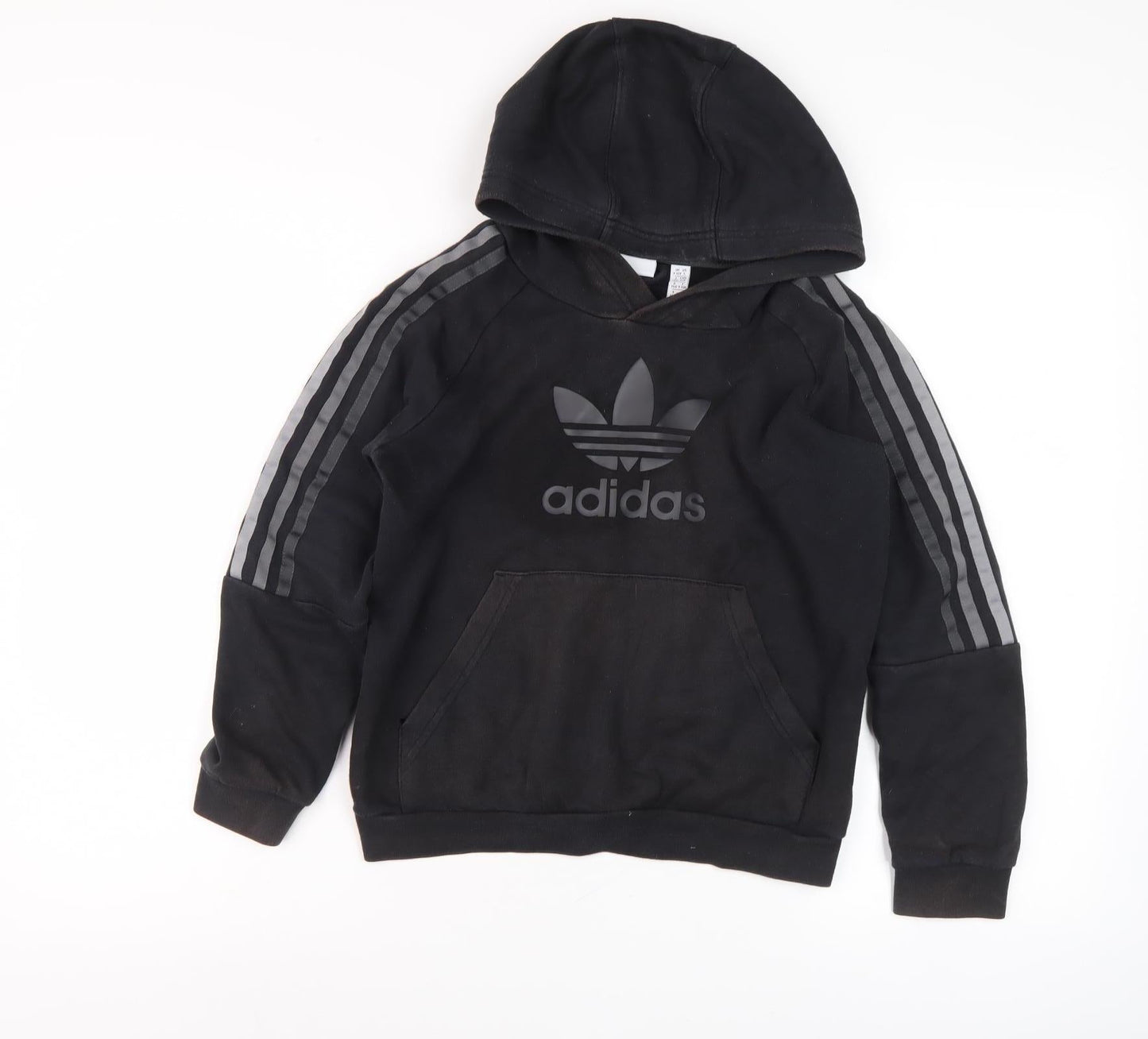 Adidas Boys Black Pullover Hoodie 10Y Casual Sports Graphic