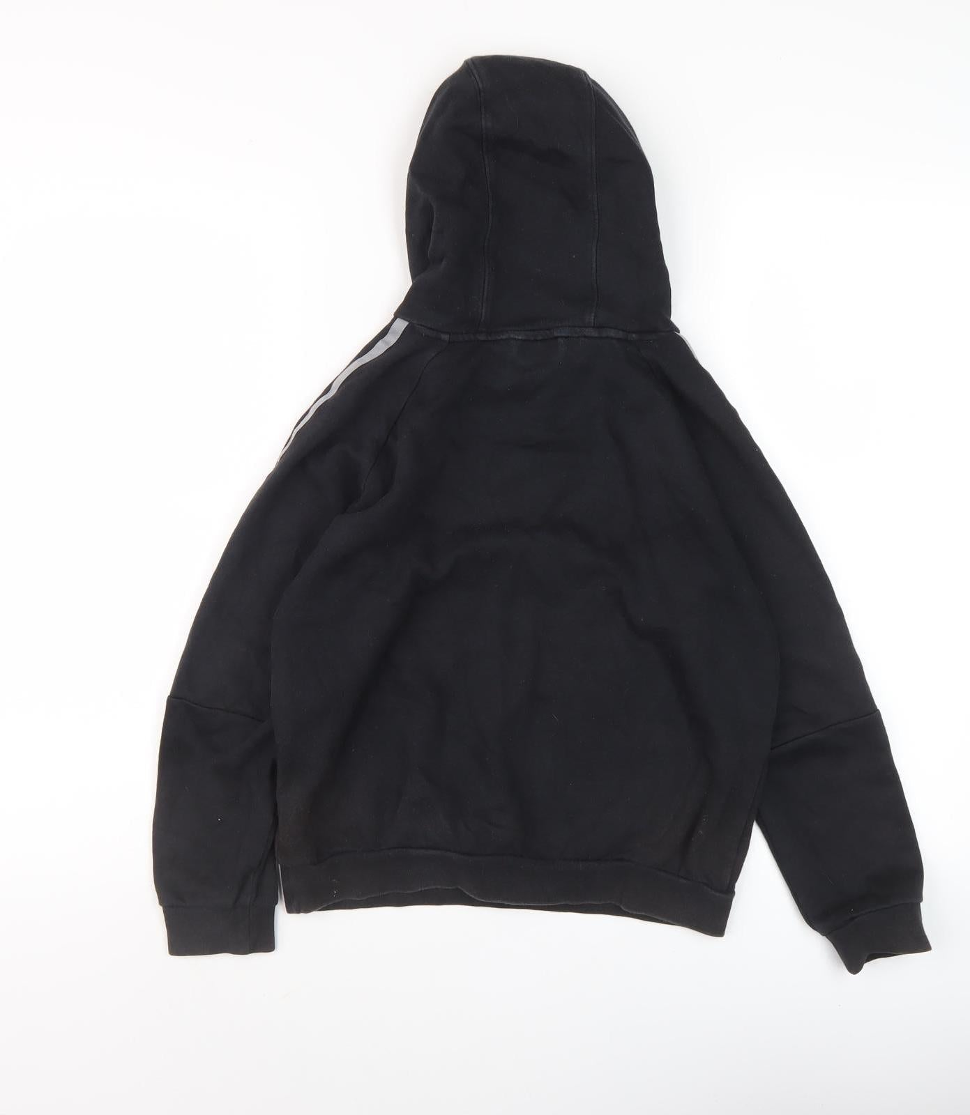 Adidas Boys Black Pullover Hoodie 10Y Casual Sports Graphic