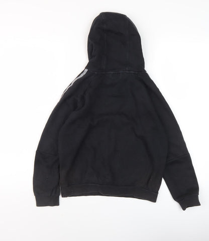 Adidas Boys Black Pullover Hoodie 10Y Casual Sports Graphic