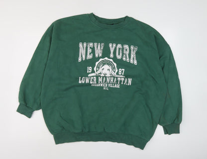 Oh Me Oh My Green Graphic Pullover Sweatshirt Size 10