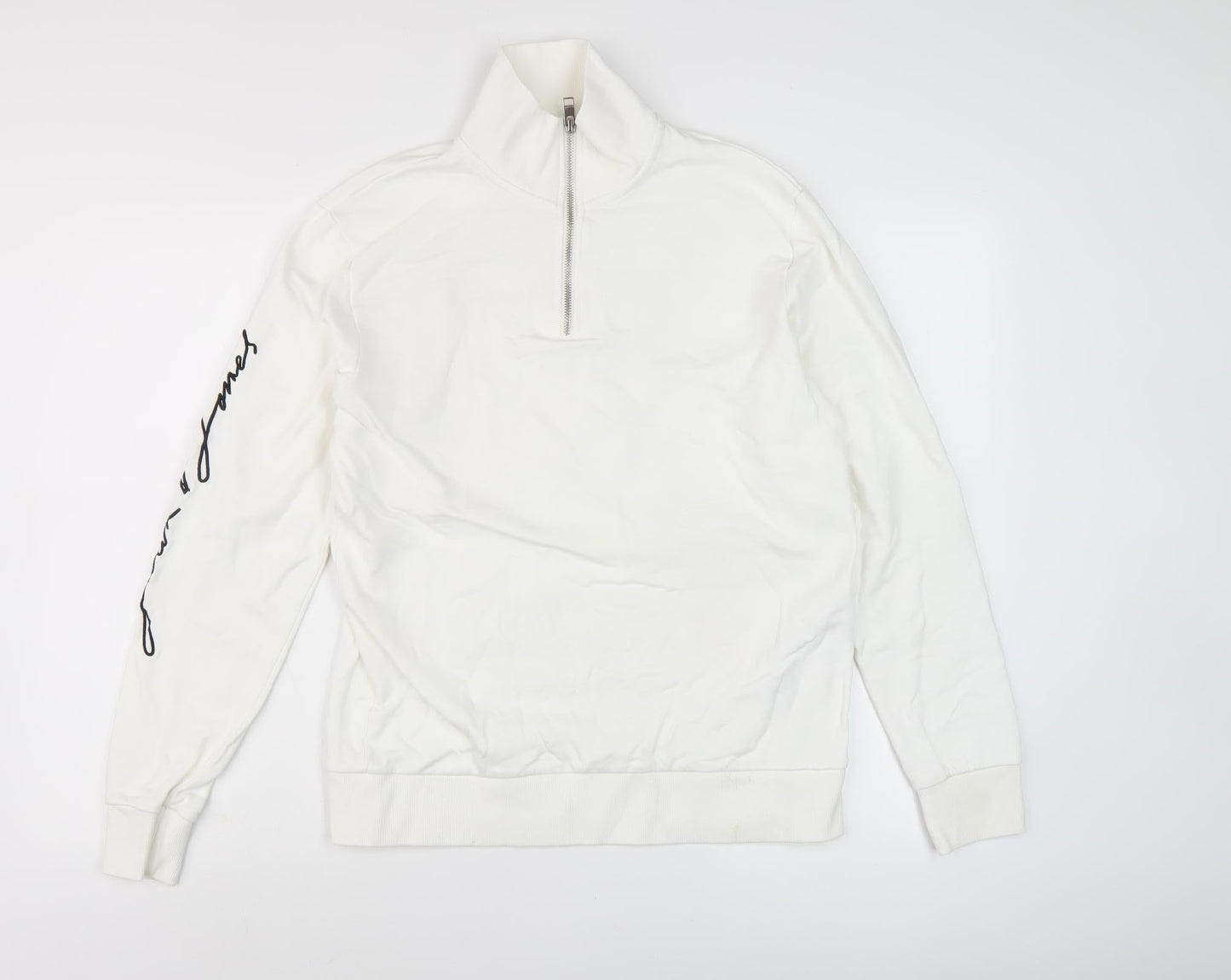 Mens UK Size M JACK & JONES White 1/4 Zip Sweatshirt