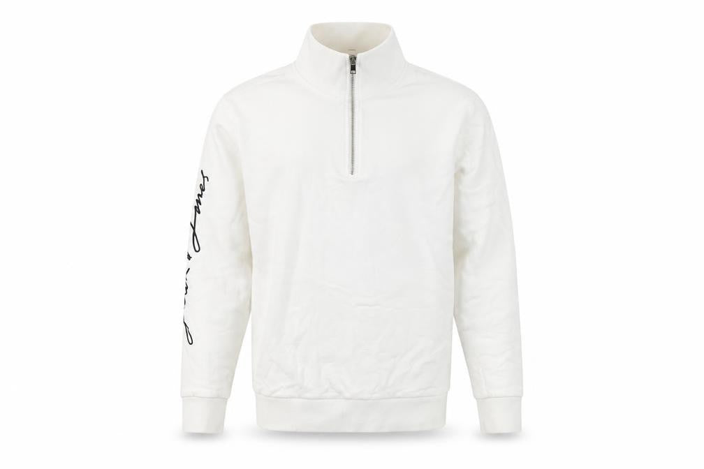 Mens UK Size M JACK & JONES White 1/4 Zip Sweatshirt