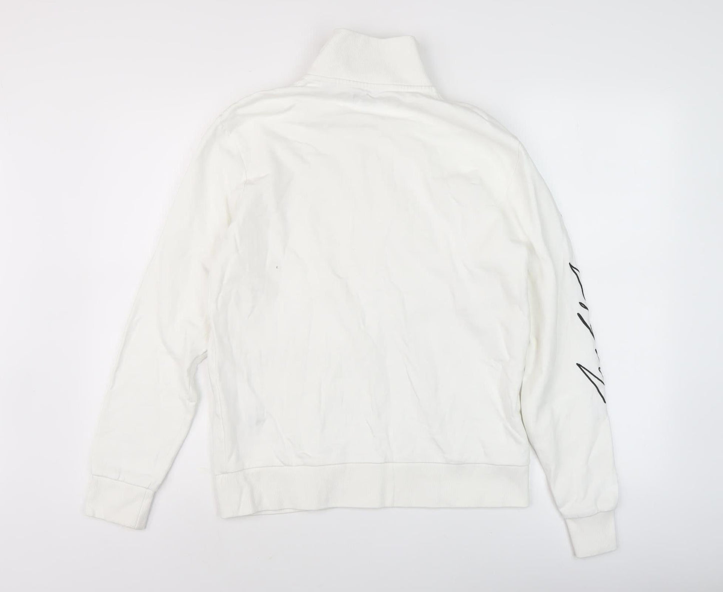 Mens UK Size M JACK & JONES White 1/4 Zip Sweatshirt