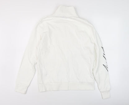 Mens UK Size M JACK & JONES White 1/4 Zip Sweatshirt