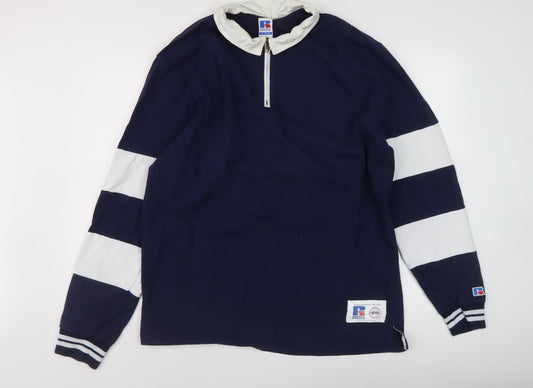 Russell Athletic Men's Blue XL Striped Polo