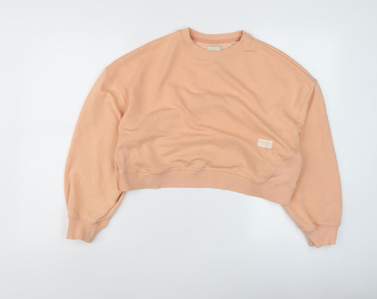 Womens UK Size S Pull&Bear Orange Pullover Sweatshirt