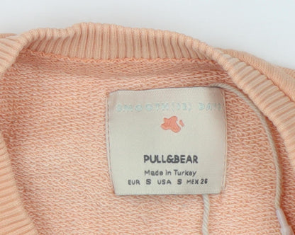 Womens UK Size S Pull&Bear Orange Pullover Sweatshirt
