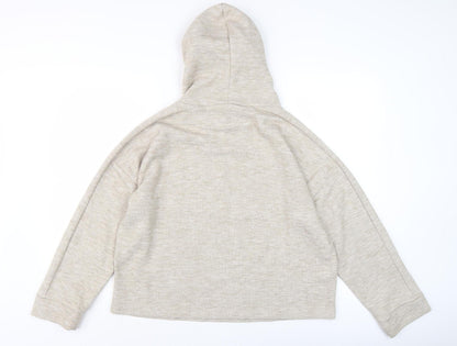 MNG Women's Beige Pullover Hoodie, Size 12, Relaxed Cotton Blend