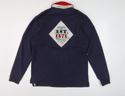 England Rugby Men's Long Sleeve Polo, Blue/White