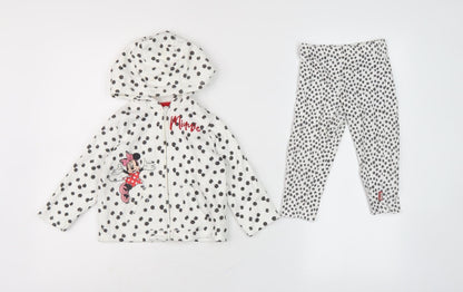Disney Unisex Lounge Set, White, 12-18 Months, Hooded Minnie Mouse