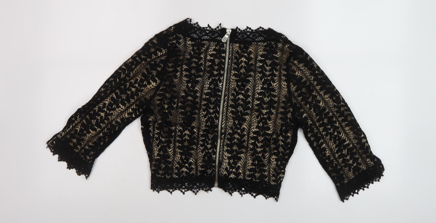 Womens UK Size 8 River Island Black Cropped Blouse