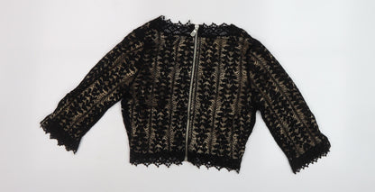 Womens UK Size 8 River Island Black Cropped Blouse