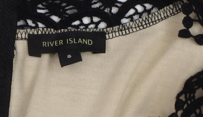 Womens UK Size 8 River Island Black Cropped Blouse