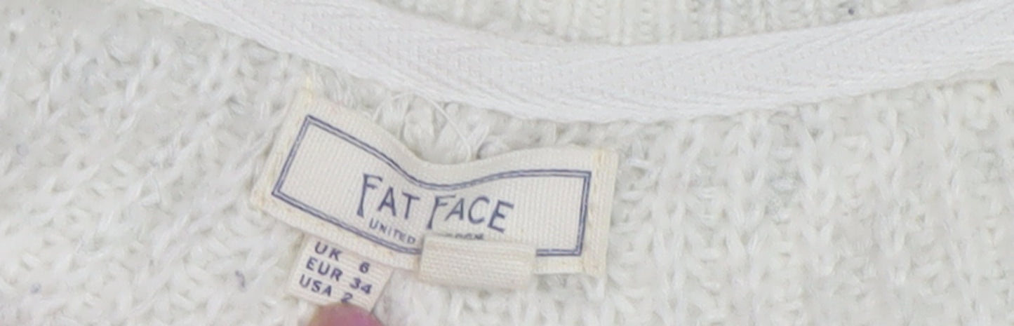 Womens UK Size 6 Fat Face Ivory Cardigan Jumper
