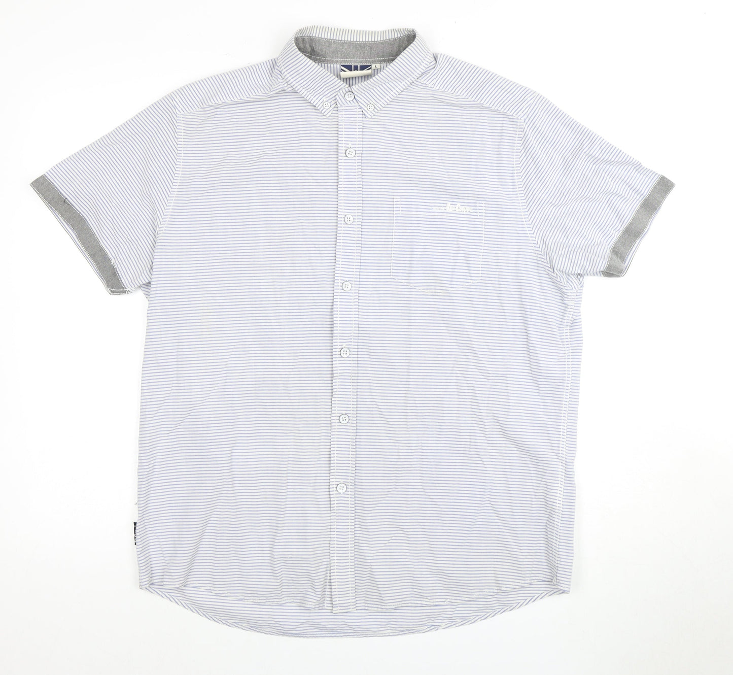 Lee Cooper Men's Blue Striped Short Sleeve Shirt