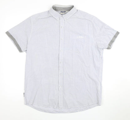 Lee Cooper Men's Blue Striped Short Sleeve Shirt