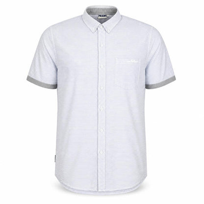 Front view of Lee Cooper Men's Blue Striped Short Sleeve Shirt