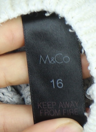 Womens UK Size 16 M&Co Grey Pullover Jumper