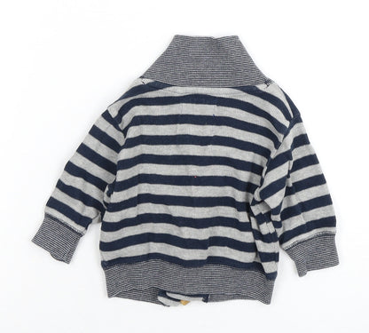 Next Unisex Baby Cardigan, Grey Striped, 3-6 Months, Button Closure