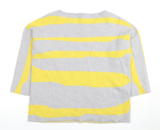 Jigsaw Women's Grey Yellow Striped Pullover M