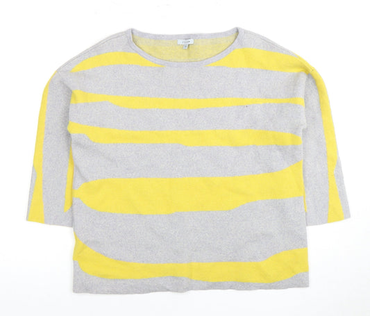 Jigsaw Women's Grey Yellow Striped Pullover M