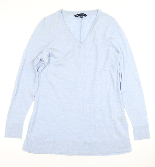 Crew Clothing Women's Blue Merino Wool V-Neck Jumper M