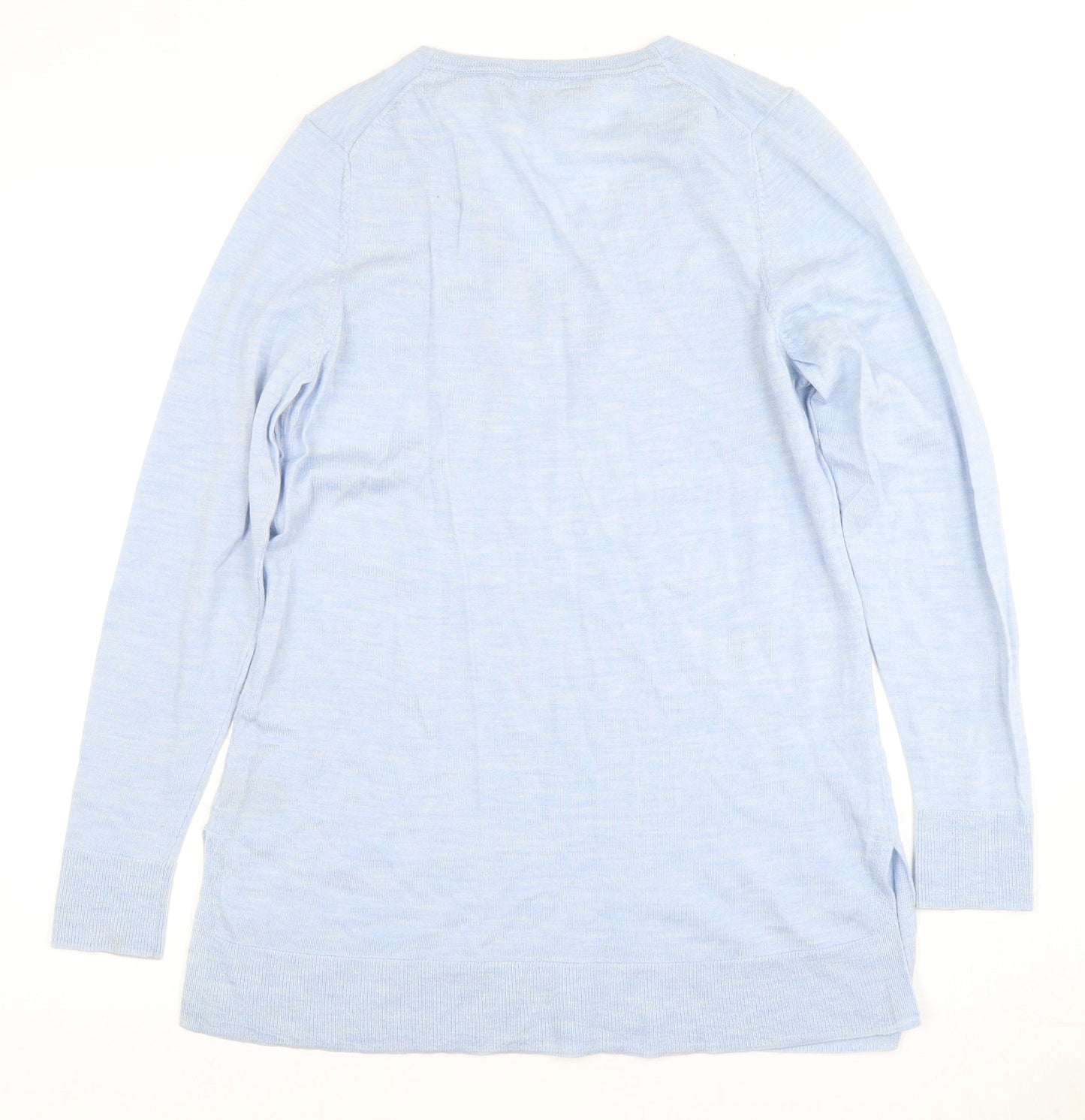 Crew Clothing Women's Blue Merino Wool V-Neck Jumper M