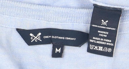 Crew Clothing Women's Blue Merino Wool V-Neck Jumper M