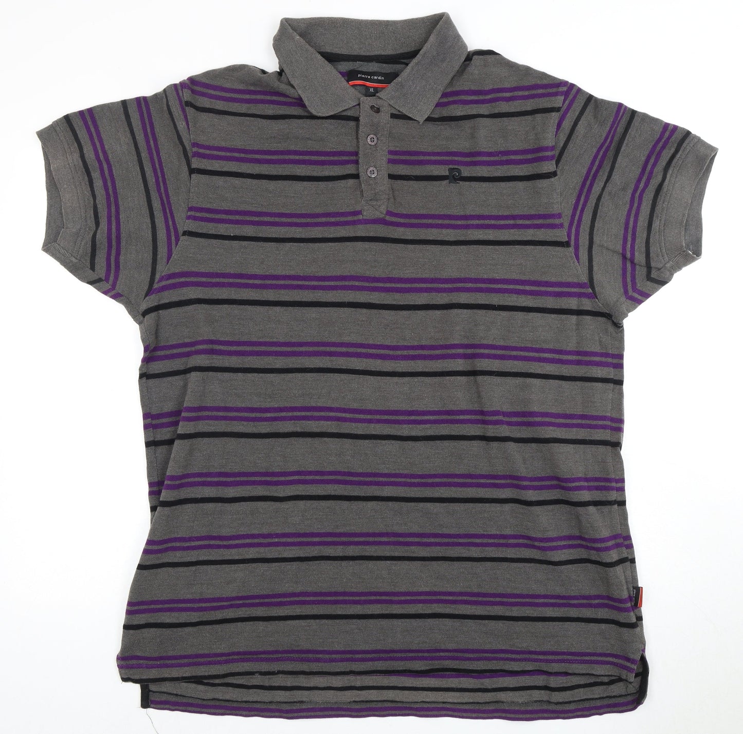 Pierre Cardin Men's Grey Striped Polo Shirt XL