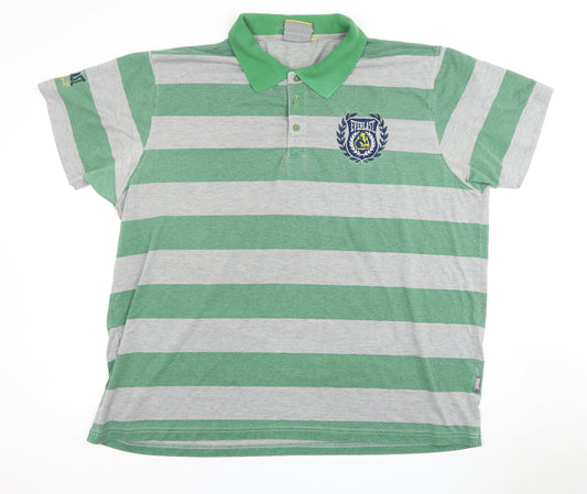 Everlast Men's Green Striped Polo, 2XL, Cotton Classic