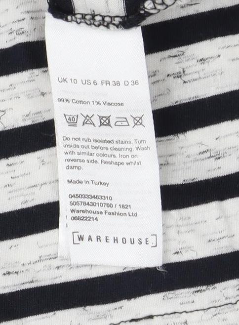 Womens UK Size 6 Warehouse Multicoloured Basic T-Shirt