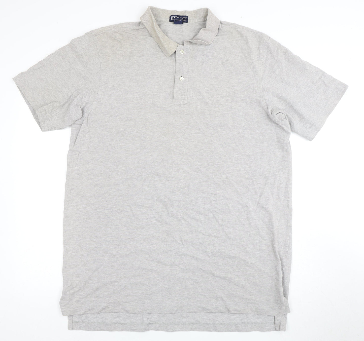 Lands' End Men's Grey XL Short Sleeve Polo