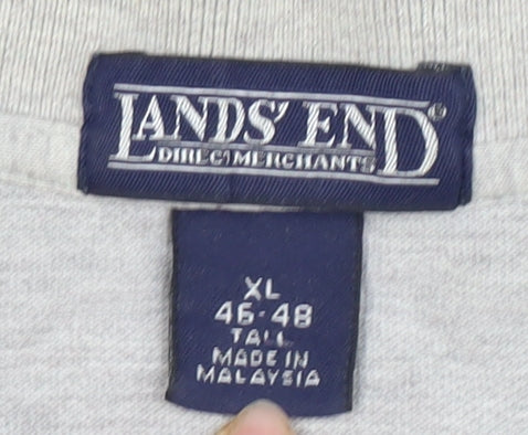 Lands' End Men's Grey XL Short Sleeve Polo