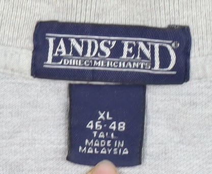 Lands' End Men's Grey XL Short Sleeve Polo