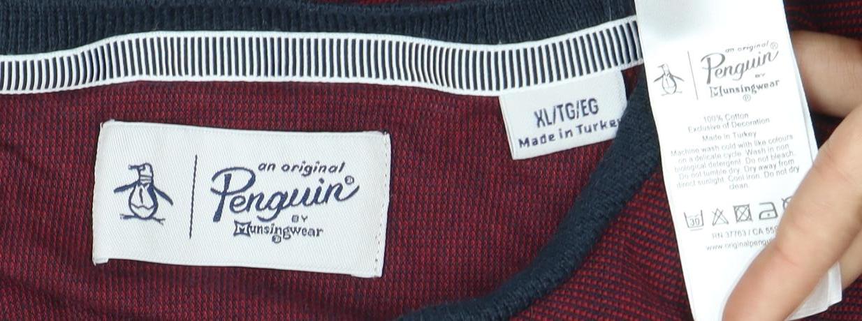 Original Penguin Men's Red XL T-Shirt, Crew Neck, Cotton