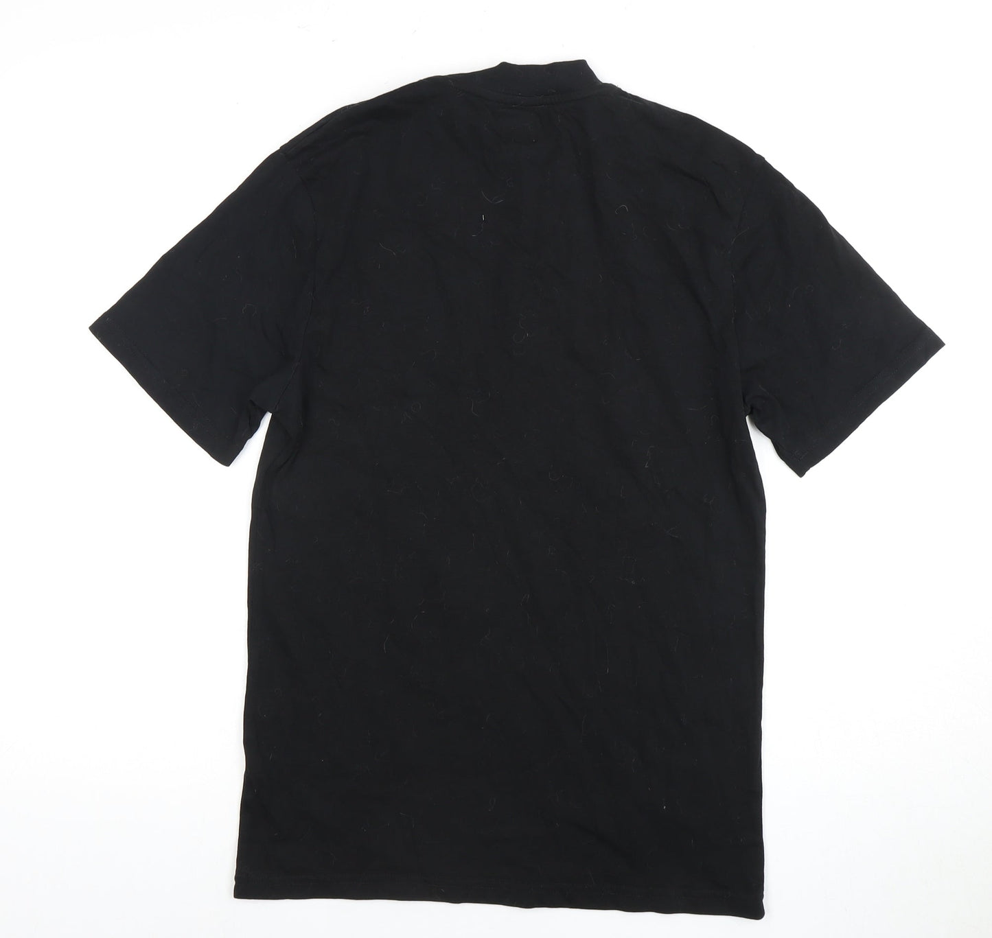 River Island Men's Black S T-Shirt, Crew Neck, Embroidered Accent