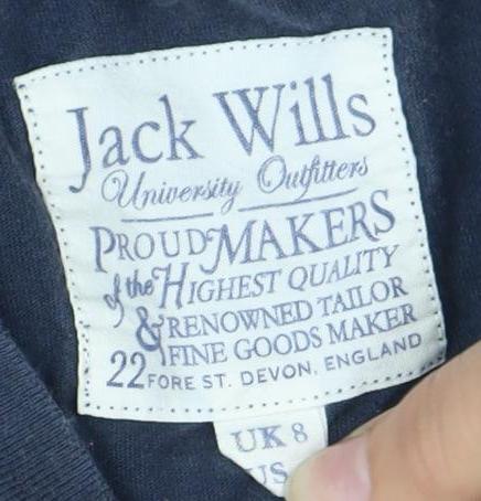 Jack Wills Women's Blue Slim Fit T-Shirt, Size 10