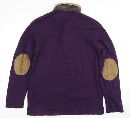 Massimo Dutti Men's Purple Long Sleeve Polo, Size M