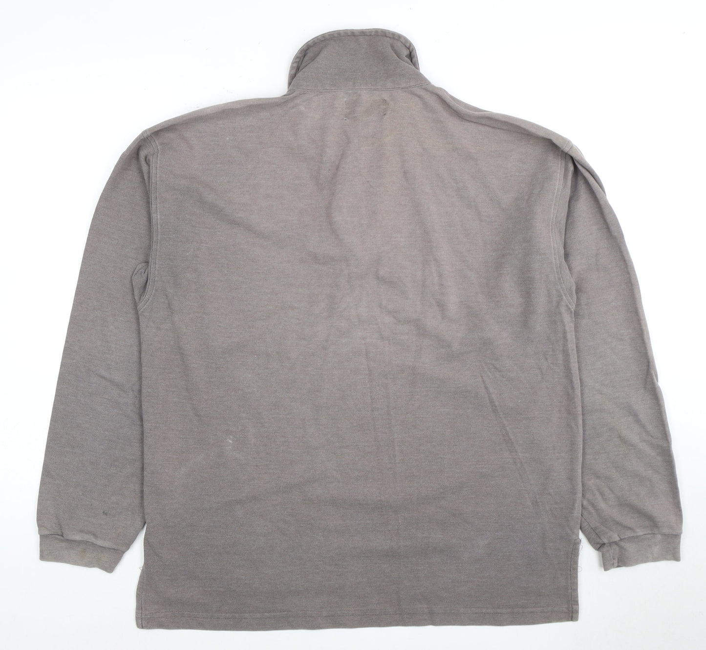 Lee Men's Grey Long Sleeve Polo Shirt Size L