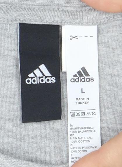 Adidas Men's Grey Logo T-Shirt L - New with Tags