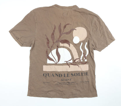 River Island Men's Brown Graphic Print T-Shirt S