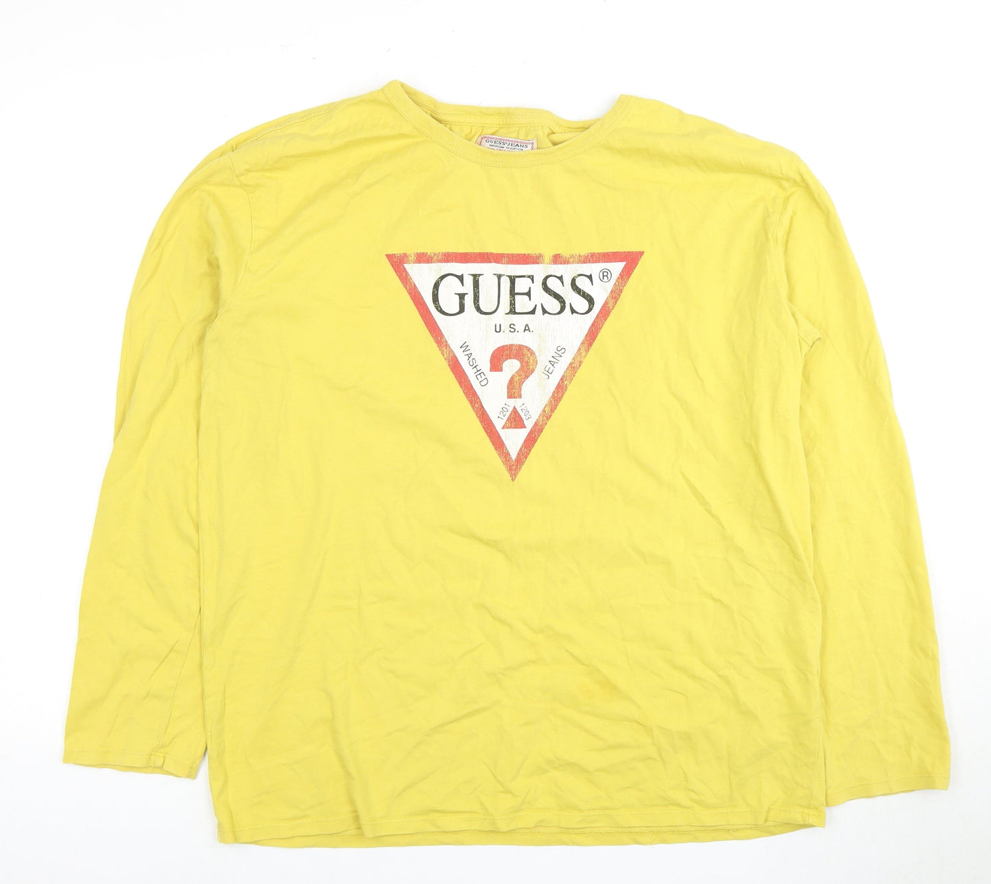 Mens UK Size M GUESS Yellow  T-Shirt