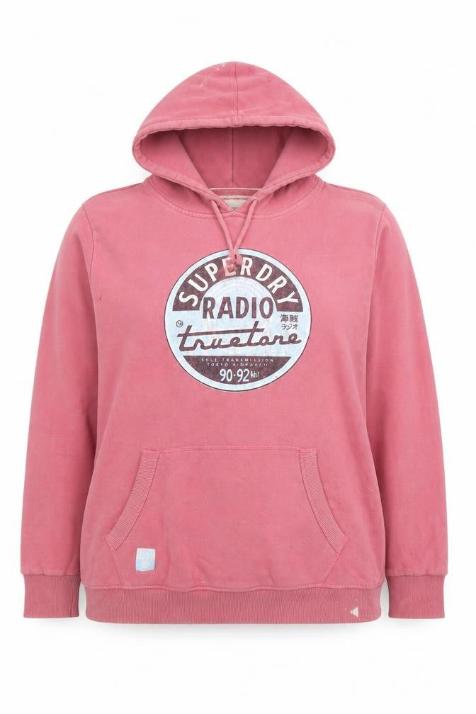 Unisex Adults UK Size 7XL Superdry Pink Pullover Hoodie
